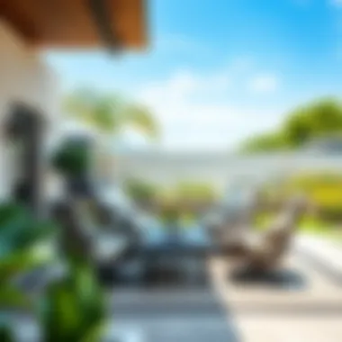 Elegant Patio Set Design Elegant patio set with swivel chairs under a shaded area