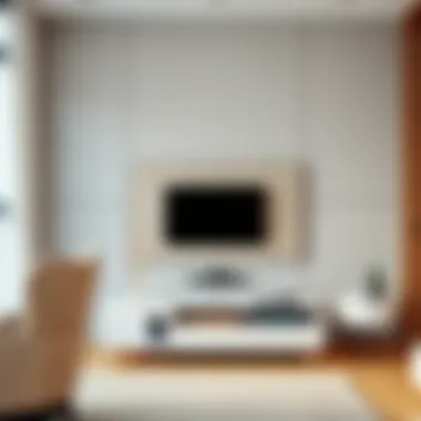 Trendy living room featuring a modern TV stand