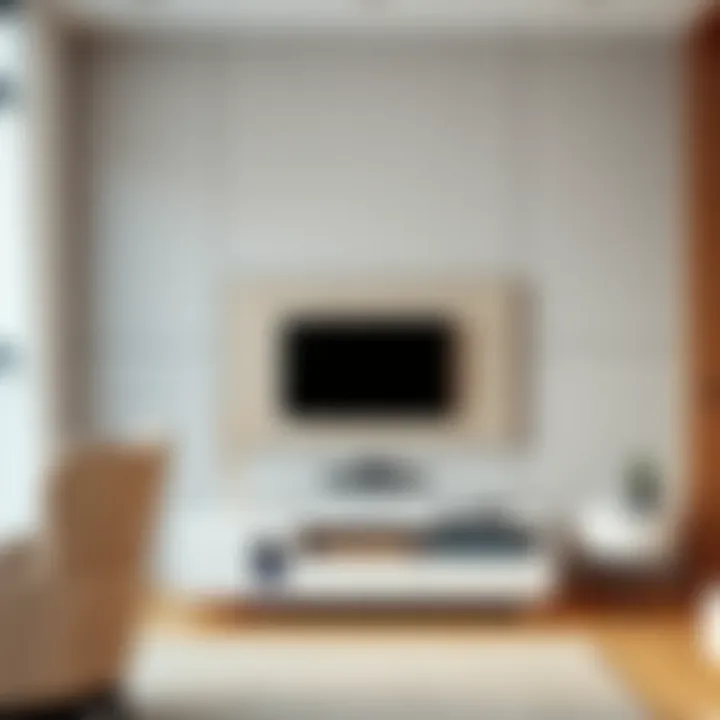 Trendy living room featuring a modern TV stand