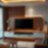 Stylish TV stand showcasing back panel design