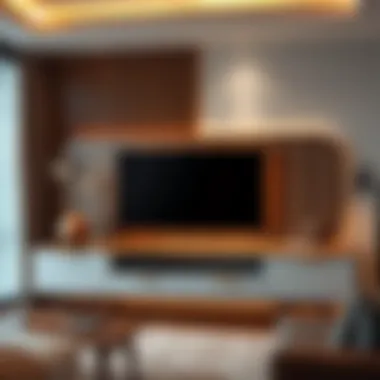 Stylish TV stand showcasing back panel design