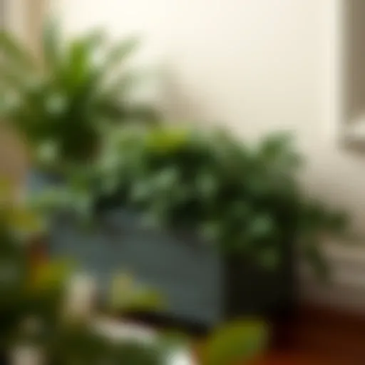 Elegant planter box with artificial greenery