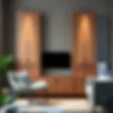 Elegant 28 inch tall cabinet in a modern living room setting